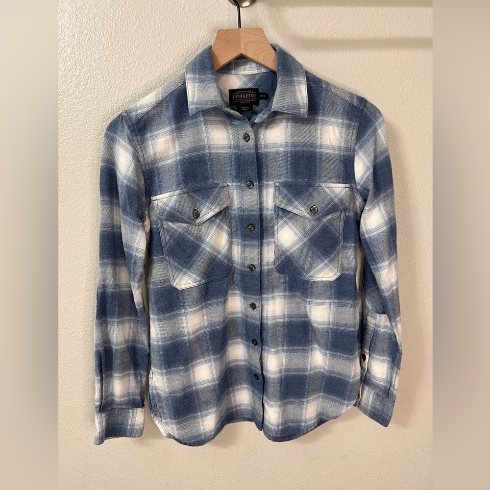 Pendleton Women's Double-Brushed Cotton Flannel Plaid Elbow Patch Shirt XXS